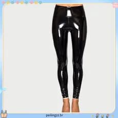 Calças De Legging Vinil Feminina/PVC/Brilhante/Desco/Elástico/Cintura Alta