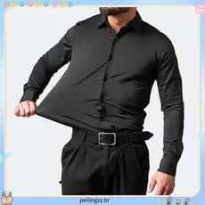 Homens E # 39camisa Socia l , Fit , Molda O Corpo Com Elastano