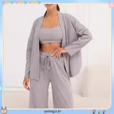 Kit De 2 Homens E # 39pijama De Manga Comprida Com Calça , Estilo Adulto , Confortável Malha Lisa Fa bric , 040LA