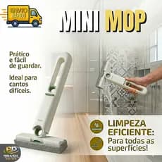 Mini Rodo Magico Portatil Com Esponja Limpa e Seca Retratil e Pendurável.