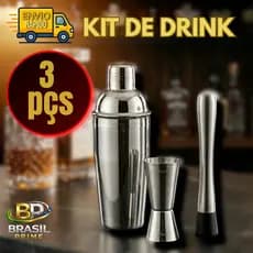 Kit 3 peças  Coqueteleira Cobbler Dosador 30/60ml Socador Para Drinks Ideal para Barman Uso em Casa Bar