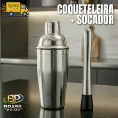 Kit Drink Coqueteleira 500 ML Inox + Socador de Gelo | para de Caipirinha para | Profissional | 2 Peças