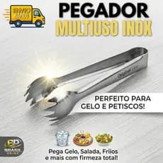 Mini Pegador de Gelo Aço Inox Pegador para Frios Petiscos Carnes Multiuso Bares Restaurantes Drinks Utensilio de Cozinha