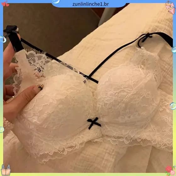 Roupa interior de renda feminina seios pequenos reunidos olhar grandes seios de pêssego recebendo seios laterais Anti-fl