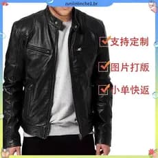 Solumvagus Jaqueta Térmica Zipper C ardigan PU Couro Gola Alta Slim Fit