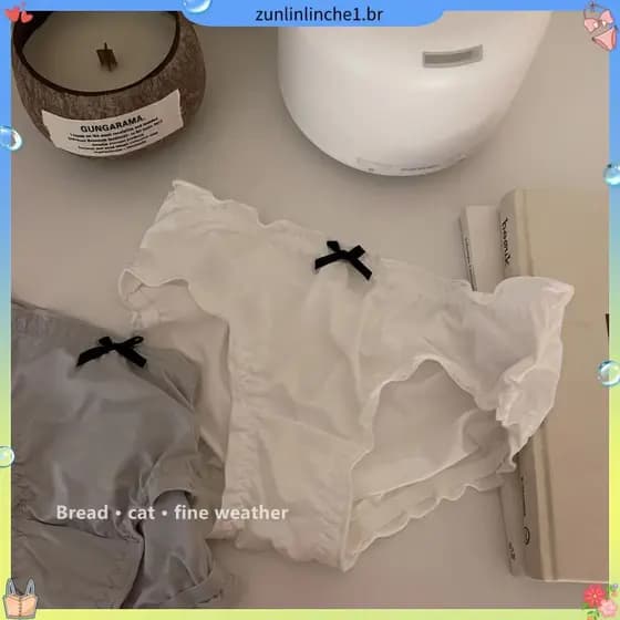Calcinha de seda gelo estudantes do sexo feminino estilo japonês puro desejo estilo antibacteriano respirável algodão vi