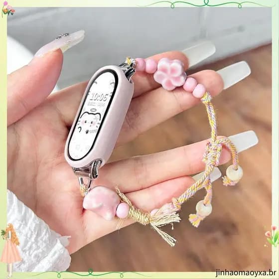 Bonito KT Cat Adequado Xiaomi Pulseira 10 Alça Cerâmica Flor Corrente Tipo 7/6/5/4/3NFC Pulseira