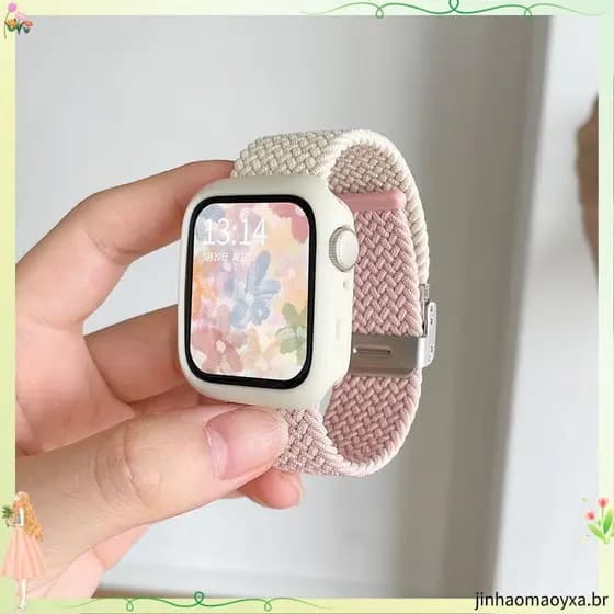 Apple watch10 pulseira geração apple Watch 11/se Nylon s9 pulseira de duas cores trançada primavera verão feminino respi