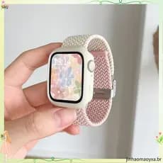 Apple watch10 pulseira geração apple Watch 11/se Nylon s9 pulseira de duas cores trançada primavera verão feminino respi