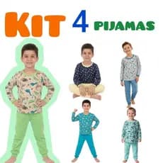 kit 4 pijamas PREMIUM Masculino de MENINO Conjuntos, Pijamas INFANTIL de frio na malha fria Pijama manga longa e calça