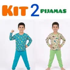 KIT 2 Conjuntos de PIJAMAS INFANTIL PREMIUM MASCULINO DE MALHA FRIA  SUPER CONFORTÁVEL, PIJAMAS INFANTIL KIT 2 PIJAMAS