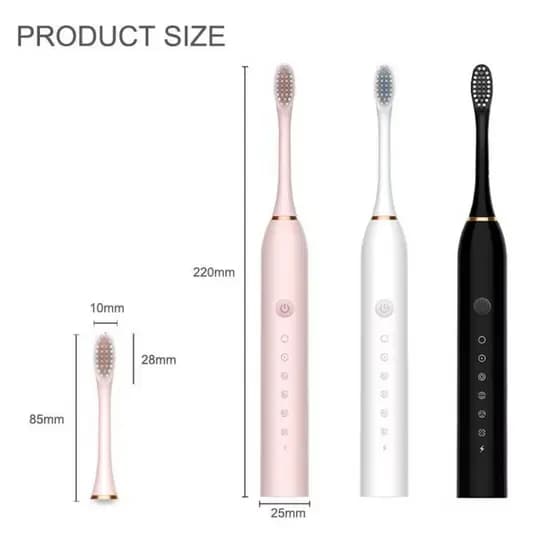 Kit Escova de Dente Elétrica 2 Unidades | IPX7 À Prova dÁgua + 7 Modos + 8 Cabeças | Recarregável Portátil para Casa