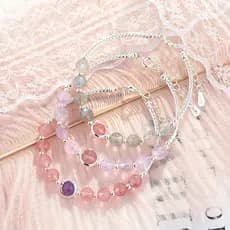 Pulseira de cristal de morango pulseira de ametista joias