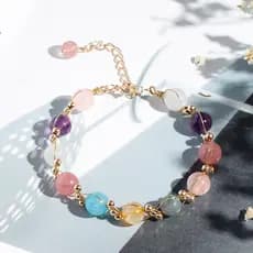 Badu pulseira de cristal morango cristal rosa cristal amarelo ametista água-marinha pulseira de cristal branco presente