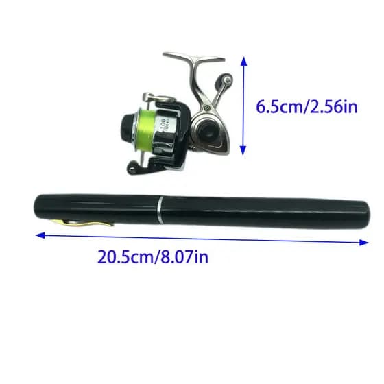 Conjunto de vara de pesca com caneta tinteiro pequena barata, fácil de transportar, vara de pesca