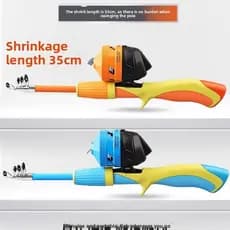 Vara De Pesca Infantil Portátil De 35 Cm | Mini Telescópica Com Carretel Fechado , Leve Para Viagens