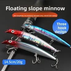 Isca flutuante para Minnow, 14.5cm/20g, série de superfície de água, simulação de lançamento longo, isca dura, pesca mar