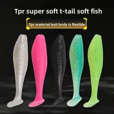 Flutuante macio peixe T-Tail verme macio 7cm10cm/isca falsa alta elástica isca macia TPR preto Pit mordida resistente mu