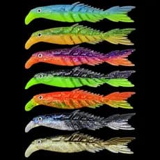 Isca Isca Falsa Ossos de Duas Cores Multi-Seção Peixe Isca Macia Multi-Cor Tesoura Multi-Tamanho Fishtail Isca Macia Pes