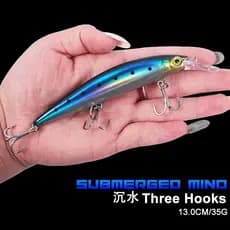 Long Shot tipo duro peixinho submerso com chumbo Laser isca elevador boca baixo preto isca falsa minnow grande minnow tr