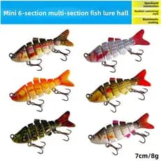 Novo produto transfronteiriço 8g/7cm peixe atado caixa de isca falsa de 6 seções Multi-segmento isca falsa isca vib