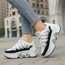 Sapatos grandes de polia de quatro rodas 2026 novo estilo quatro estações patins infantis deformação automática sapatos
