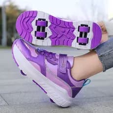 Sapatos de fuga infantis meninos meninas patins esportivos de quatro rodas podem andar com sapatos de roda rolo de roda