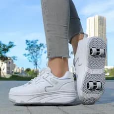 Homens mulheres sapatos de corrida de quatro rodas antiderrapante respirável patins patins esportes ao ar livre sapatos