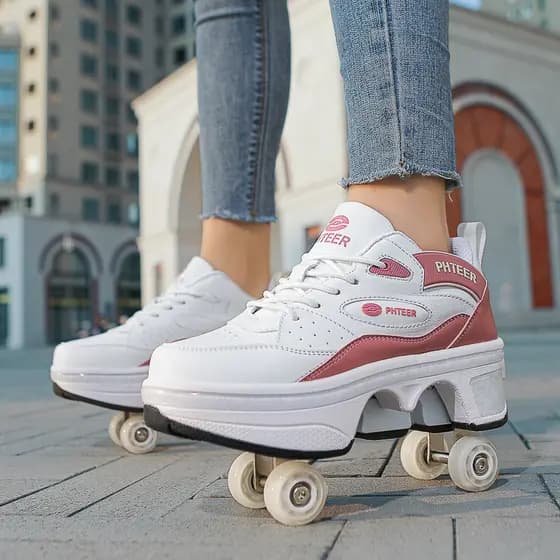 Meninos meninas crianças sapatos de fuga quatro estações novo estilo malha respirável grande quatro rodas deformação aut