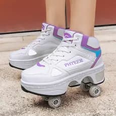 Sapatos de fuga grandes sapatos de rolo de quatro rodas meninos sapatos infantis com rodas meninas patins sapatos deform