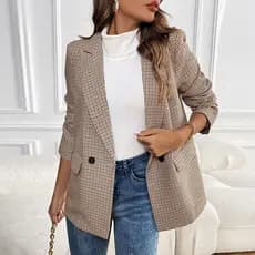 2026 Novo Estilo Commuter Terno Cross-Border Estilo Retro Houndstooth Blazer