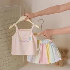Meninas verão bonito terno 2025 novo estilo sem mangas moda topo Shorts exterior usar camisola terno de duas peças