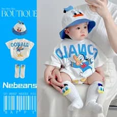 Bebê roupas de bebê dos desenhos animados DONALD masculino feminino bebê triângulo macacão verão algodão macio macacão d