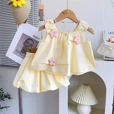Crianças roupas meninas terno verão novo estilo sem mangas colete de renda flor Bud calças terno de duas peças