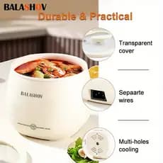 BALASHOV American Standard Plug Mini panela de arroz de 1.8L, adequada para 1-3 pessoas, panela elétrica portátil de arr