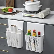 Prateleira de cozinha doméstica atrás da porta, armazenamento sem perfuração, ferramenta útil, gengibre, alho, tempero,
