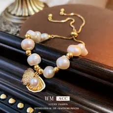 Pulseira de concha de pérola de água doce moda feminina luz estilo luxo pulseira elegante Xiaohongshu mesmo estilo pulse