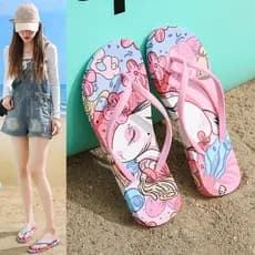 Novo estilo verão beira-mar praia flip-flops feminino exterior Wear moda All-Match antiderrapante sola macia dos desenho