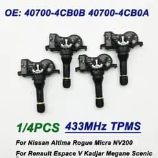 1/4PCS OE 407004CB0B 407004CB0A 40700-4CB0B 4CB0A 433MHz TPMS Sensor De Pressão Dos Pneus Para Nissan Altima Rogue Micra