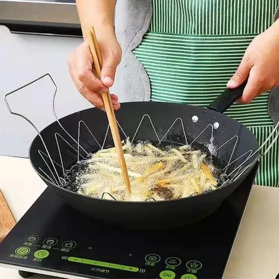 304 aço inoxidável dobrável retrátil frito azul dreno cesta batatas fritas multifuncional Chef cesta cozinha filtro de ó