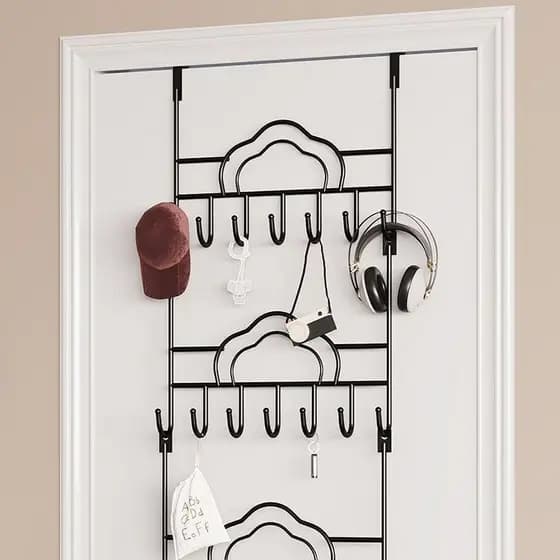 Atrás da porta gancho dupla camada de três camadas gancho quarto cabide grande capacidade sem perfuração chave saco arma