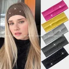 Tiara Esportiva Estrelada Cravejada De Strass , Envoltório De Cabeça Elástico Com Nervuras De Cor Sólida , Faixa De Cabe