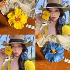 Grampo De Cabelo De Flor De Hibisco Artificial , Clipe Lateral Estético De Alta Qualidade , Laço Cabeça Boêmia Para Féri