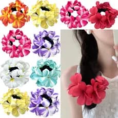 Laço De Cabelo Artificial Havaiano Plumeria Para Mulheres , Corda De Coque , Faixa De Cabeça , Acessório De Foto De Féri