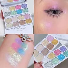 Paleta de sombras com destaque de diamante de 8 cores perolado polarizado brilhante tom de pele tridimensional reparação