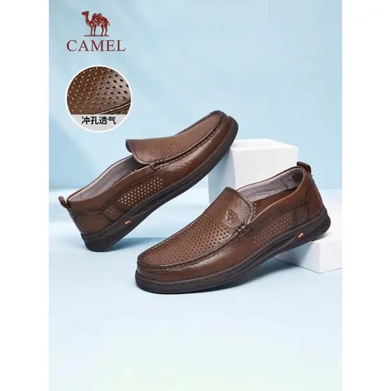Sapatos de couro camelo sapatos masculinos couro genuíno respirável superfície macia sapatos casuais capa pé negócios sa