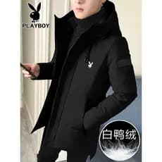 Playboy jaqueta masculina 2025 novo estilo inverno leve Street Wear jaqueta espessada bonito com capuz estilo de comprim