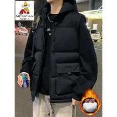 Espantalho colete de algodão masculino outono inverno com capuz All-Match colete engrossado quente exterior usar ferrame