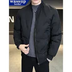 Jaqueta masculina jaqueta de inverno 2026 quente à prova de vento acolchoado jaqueta preta espessada jaqueta acolchoada