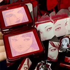 Little Junji Ito Crazy Co-Branded Fujiang Halloween Limited Tridimensional Flutuante Sombra Blush Paleta Reparadora Fe